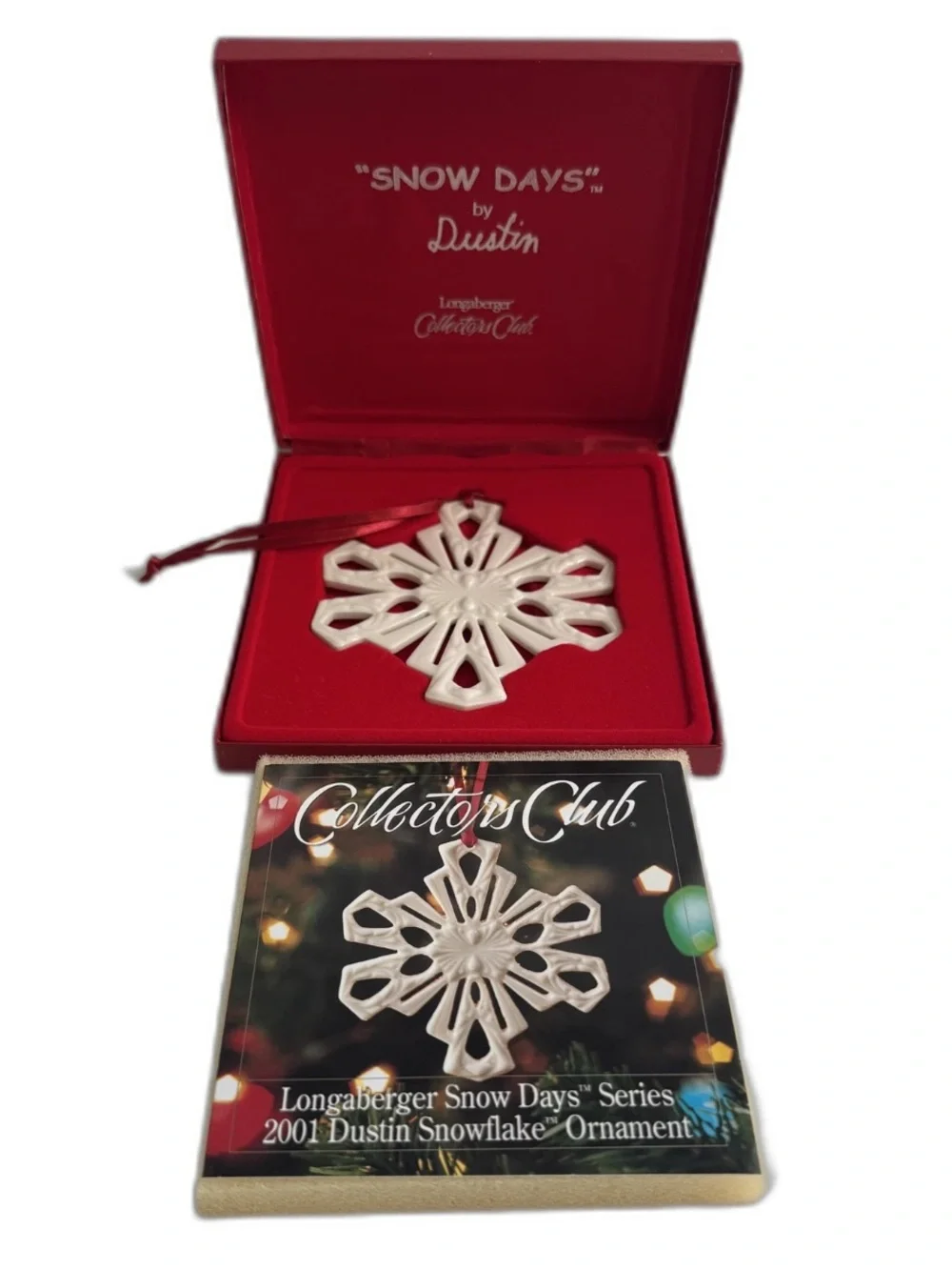 Longaberger Snow Days by Dustin 2001 Snowflake Ceramic Christmas Ornament White
